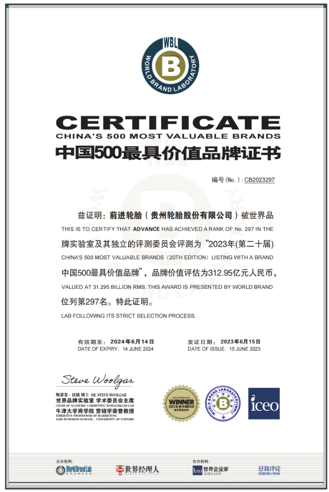 貴州輪胎以“創(chuàng)造價(jià)值，回饋社會”為使命，將繼續(xù)致力于培育品牌和產(chǎn)品的宣傳與服務(wù)體系，提升公司及產(chǎn)品的市場形象和核心競爭力，為用戶創(chuàng)造更大的價(jià)值。憑借多年的努力，貴州輪胎已經(jīng)開發(fā)出一系列國內(nèi)獨(dú)有的技術(shù)和產(chǎn)品，如高端載重?zé)o內(nèi)胎輪胎、綠色節(jié)油安全型寬基無內(nèi)胎輪胎、高性能農(nóng)業(yè)子午線輪胎、沙地浮力胎、輕軌列車輪胎、剛性自卸車輪胎等，這些產(chǎn)品在國內(nèi)外市場上獲得了廣泛認(rèn)可。