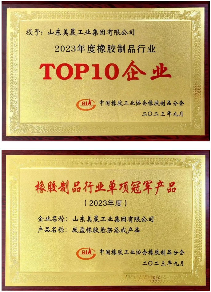 近日，中國橡膠工業(yè)協(xié)會(huì)橡膠制品分會(huì)在陜西西安舉行了2023年會(huì)員大會(huì)暨行業(yè)技術(shù)發(fā)展論壇。本次盛會(huì)的主題為“新格局、新起點(diǎn)、新挑戰(zhàn)、新征程”，旨在積極響應(yīng)國家雙循環(huán)戰(zhàn)略，勇敢應(yīng)對(duì)國際逆全球化挑戰(zhàn)，引領(lǐng)橡膠制品行業(yè)迎接轉(zhuǎn)型創(chuàng)新與綠色高質(zhì)量發(fā)展的挑戰(zhàn)。 會(huì)議對(duì)2023年橡膠制品行業(yè)創(chuàng)新發(fā)展成就突出的企業(yè)進(jìn)行了表彰，山東美晨工業(yè)集團(tuán)有限公司榮獲了橡膠制品行業(yè)的多項(xiàng)殊榮，包括“‘十強(qiáng)’企業(yè)”、“單項(xiàng)冠軍產(chǎn)品”和“最具影響力企業(yè)”等重要獎(jiǎng)項(xiàng)。這一系列榮譽(yù)充分彰顯了美晨在該行業(yè)內(nèi)的卓越地位以及其不斷增強(qiáng)的發(fā)展實(shí)力。